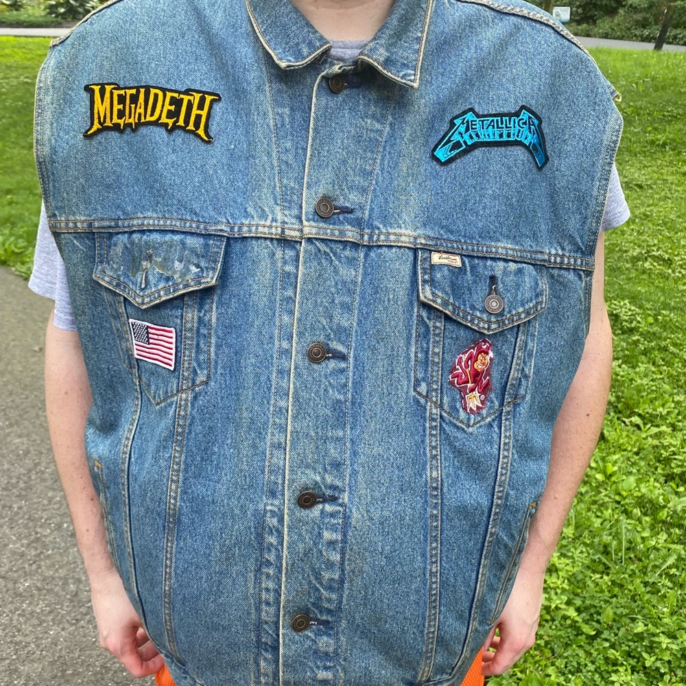 Vintage Rare Levi Strauss Signature 3xxl Cut Off Rock N Roll Jacket + Patches